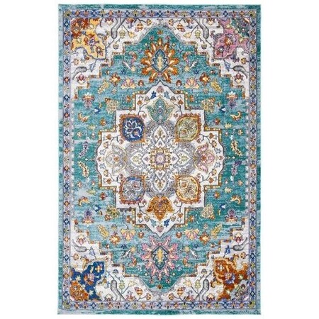 Safavieh 9 x 12 ft. Aria Bohemian Rectangle Power Loomed Rug - Turquoise & Ivory ARA102K-9